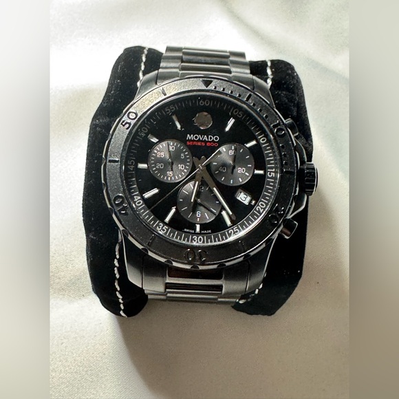 Movado Series 800 Silver and Black Watch - Picture 1 of 6